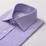 END ON END STRIPE AZURE RED SLIM SHIRT - THIN RED LINE