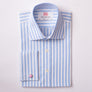 TWIN STRIPE SKY & WHITE SLIM SHIRT - THIN RED LINE