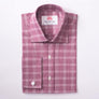 PRINCE OF WALES CHECK BURGUNDY CLASSIC SHIRT - THIN RED LINE