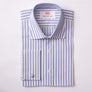 KENT STRIPE WHITE & NAVY SLIM SHIRT - THIN RED LINE