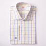 LANGAR CHECK BLUE & YELLOW SLIM SHIRT - THIN RED LINE