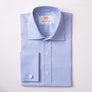PENCIL CHECK WHITE & SKY SLIM SHIRT - THIN RED LINE
