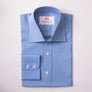 SMALL GINGHAM CHECK BLUE SLIM SHIRT - THIN RED LINE
