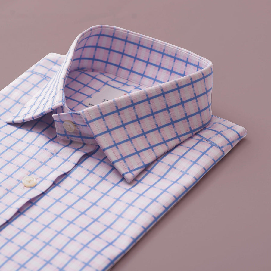 COTSWOLD CHECK PINK SLIM SHIRT - THIN RED LINE 