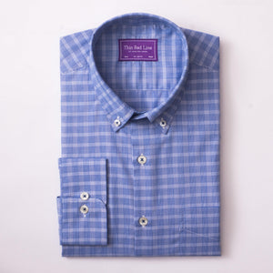PRINCE OF WALES ROYAL BLUE CASUAL SHIRT - THIN RED LINE 