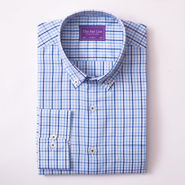 RAINBOW CHECK SKY CASUAL SHIRT - THIN RED LINE 