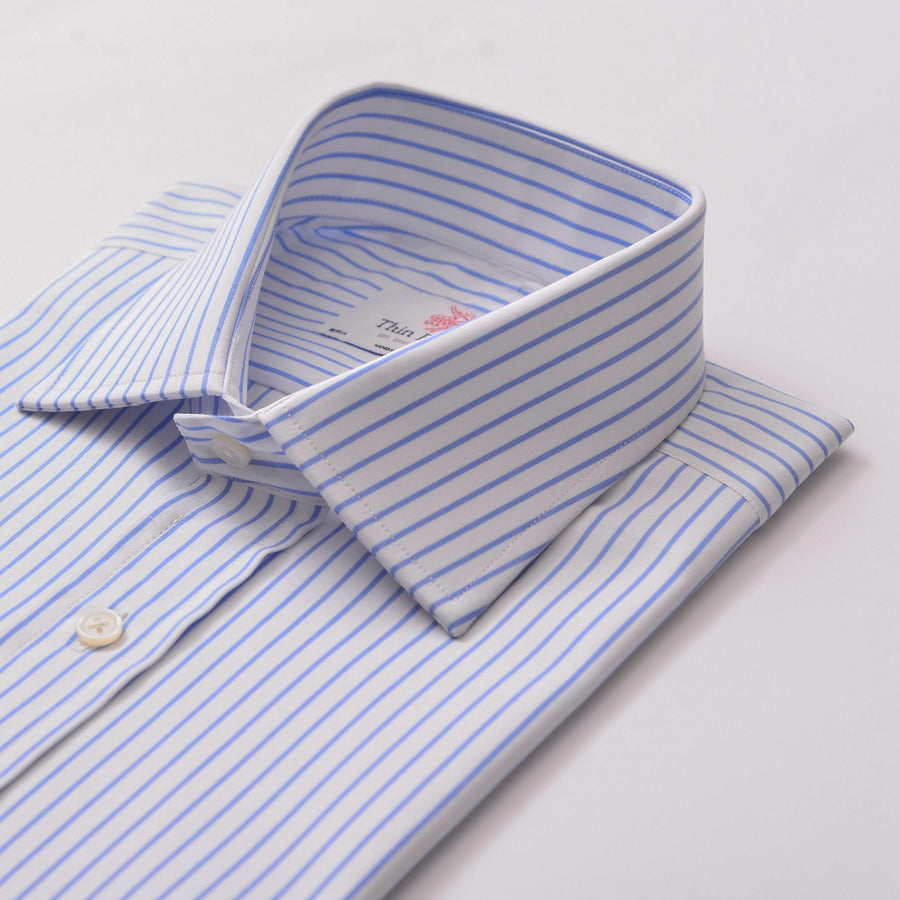BRITTANY STRIPE WHITE & BLUE CLASSIC SHIRT - THIN RED LINE 