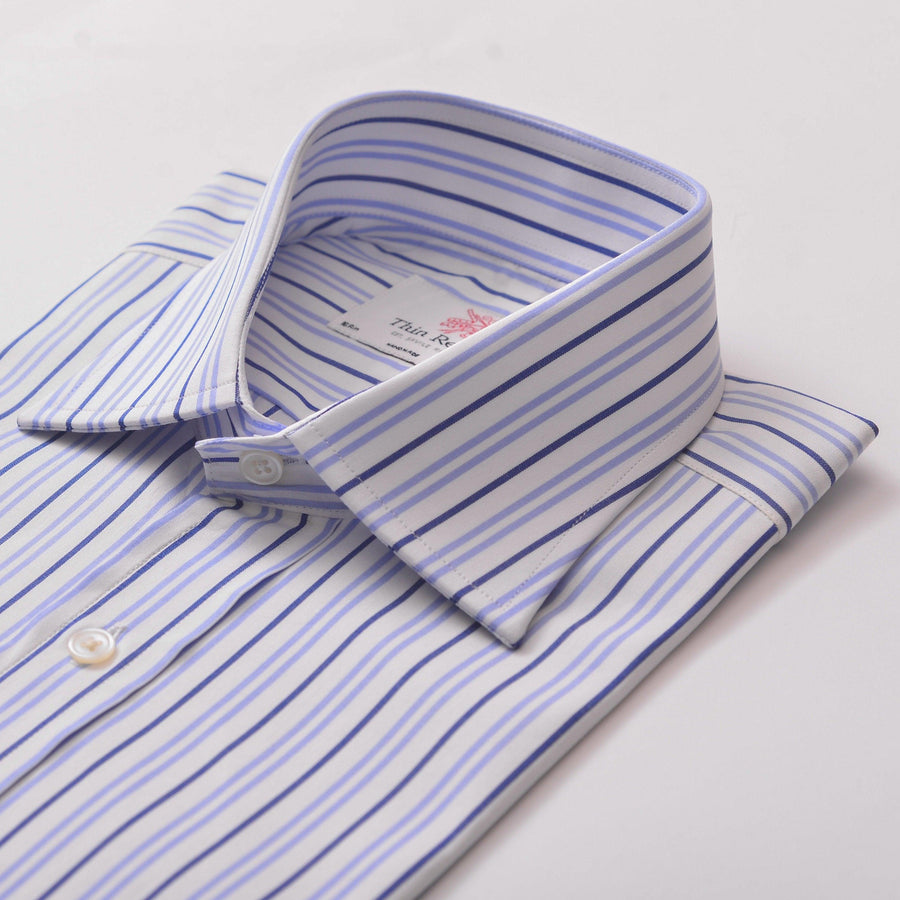 DOUBLE STRIPE SKY & NAVY CLASSIC SHIRT - THIN RED LINE 